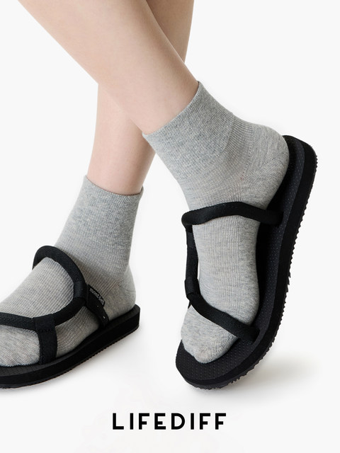 Thin Australian Cotton Summer Gray Vertical Stripe Simple Sports Short Socks Seamless Low-Cut Socks for Women Spring and Summer Sweat-Absorbent