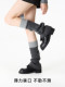 Autumn and Winter Slimming Leg Warmers for Women, Stacked Socks Paired with Small Leather Shoes, Vertical Stripe Color-Blocking, Gray Warm Long Socks