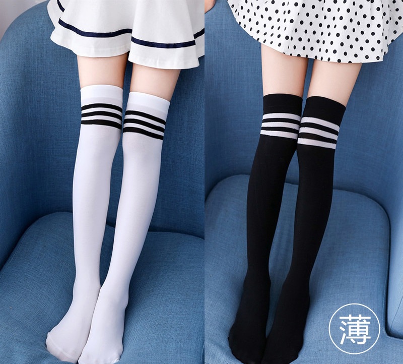 June 1st performance summer boys' socks in thin section black and white girls natural velvet over-the-knee high socks baby stockings