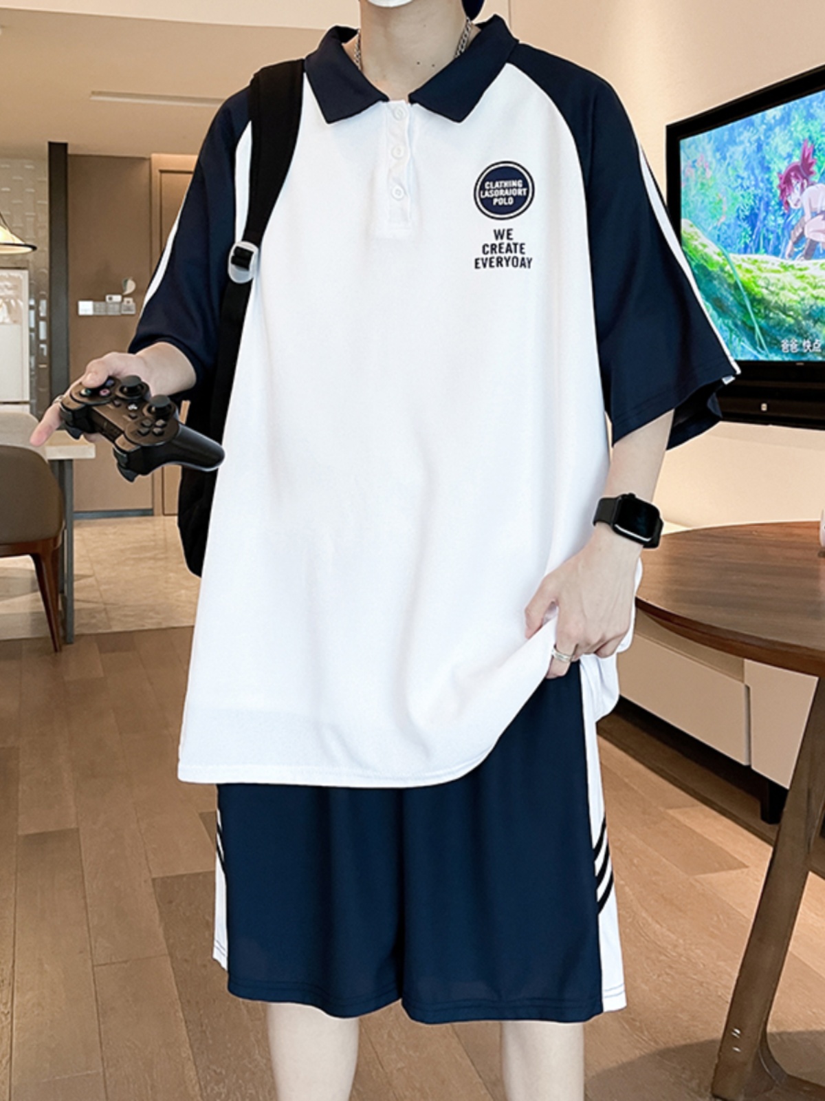 <!--13青少年短袖t恤男孩12-15岁初中学生POLO衫14大童夏装运动套装16-->