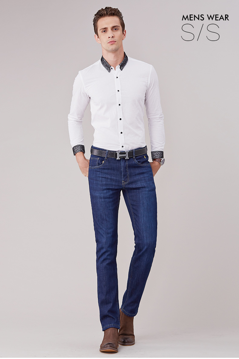 Quần jean nam Playboy mùa đông phiên bản Hàn Quốc của quần co giãn Slim quần rộng trẻ trung giản dị cộng với quần nhung quần lót nam