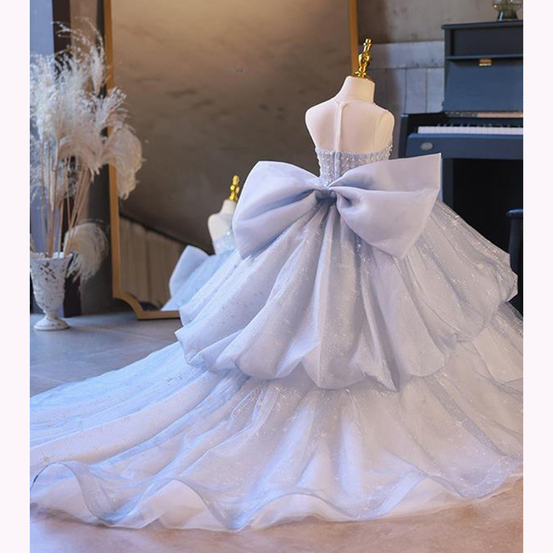 Girls' Wedding Dress, High-End Trailing Princess Dress, Children's Catwalk Host, Flower Girl, Piano Performance Costume