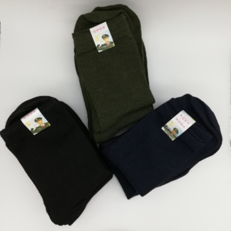 5 đôi vớ nam, ống, vớ cotton polyester màu xanh quân đội, thể thao thoáng khí chống mòn, kinh doanh, giải trí, bốn mùa vớ cổ cao