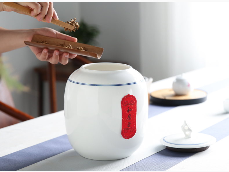 The three regular large pu 'er tea canister to jingdezhen ceramic seal storage tanks to wake S51037 POTS of tea storehouse