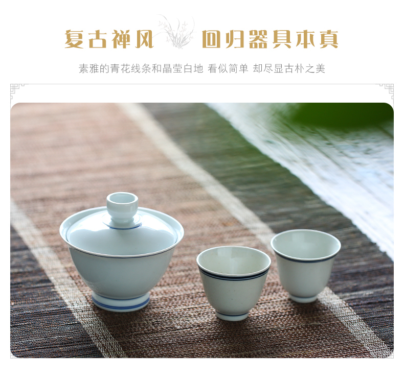 Three frequently hall double tureen jingdezhen ceramic tea cups, hand - made xuan wen kung fu tea set suit S11006
