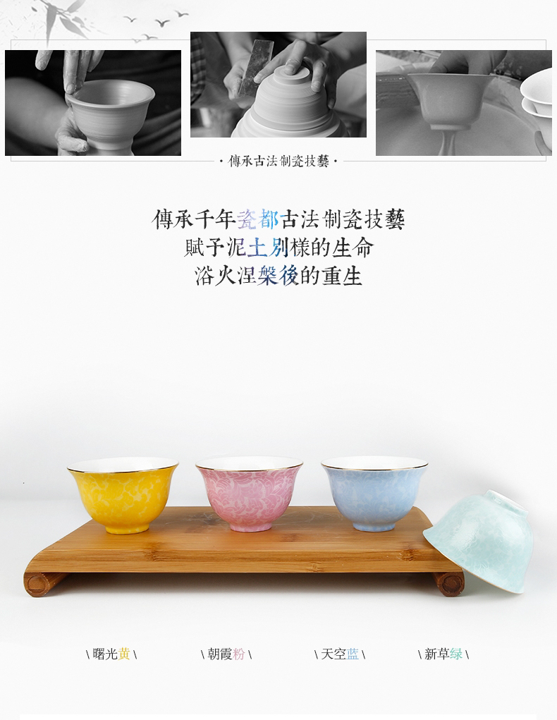 Three pick flowers frequently hall master cup kung fu tea cups of jingdezhen ceramic tea set manual rolling way sample tea cup S42167