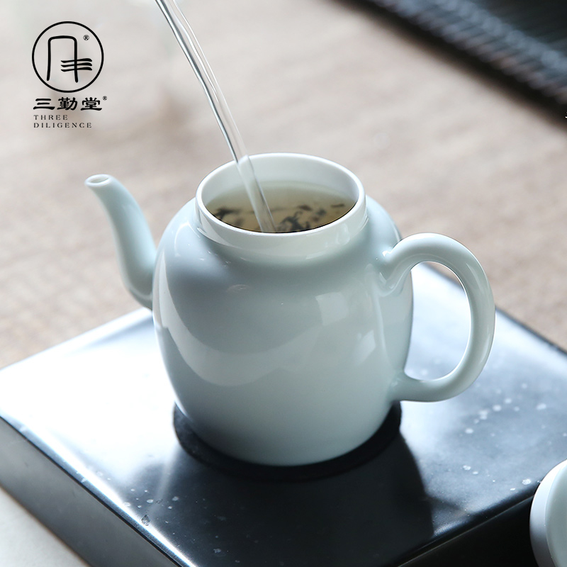 The three frequently small jingdezhen ceramic teapot kung fu tea tea S21002 manual single pot of big beauty pot