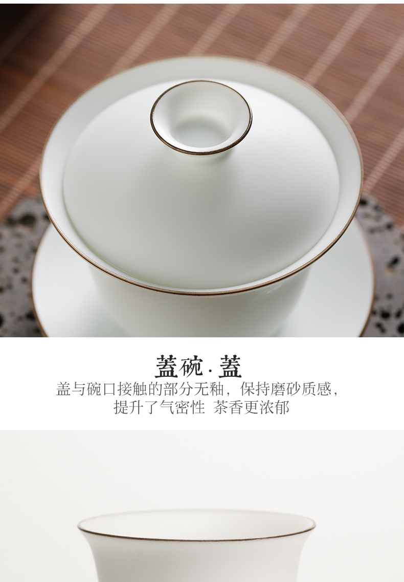 Three frequently hall was suit jingdezhen ceramic kung fu tea set white porcelain of a complete set of fat white TZS033 tureen small cup