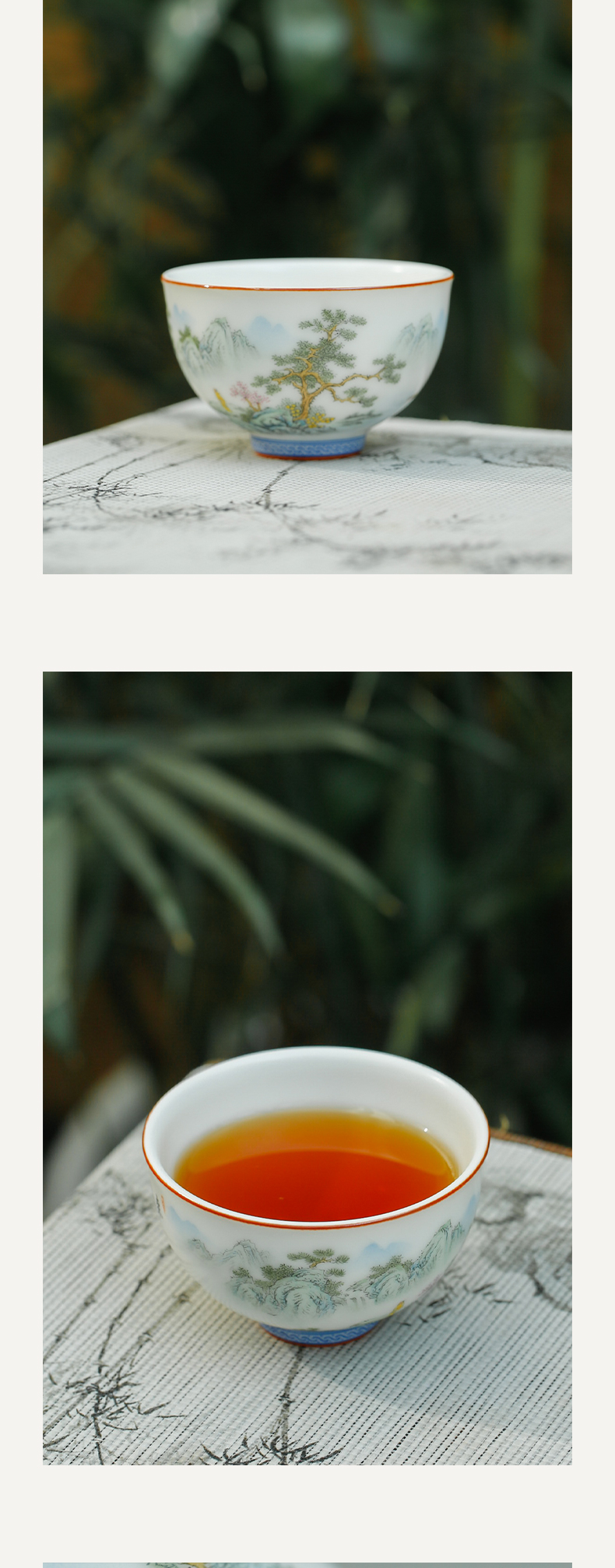 Three frequently hall jingdezhen ivory white color your up ancient landscape pattern master cup single tea cup single CPU ceramic cups