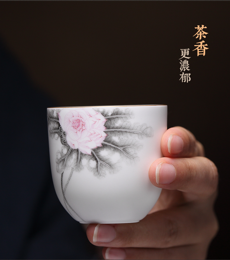 The three frequently ceramic cups sample tea cup color ink master cup single CPU jingdezhen kung fu tea set personal cup fragrance - smelling cup