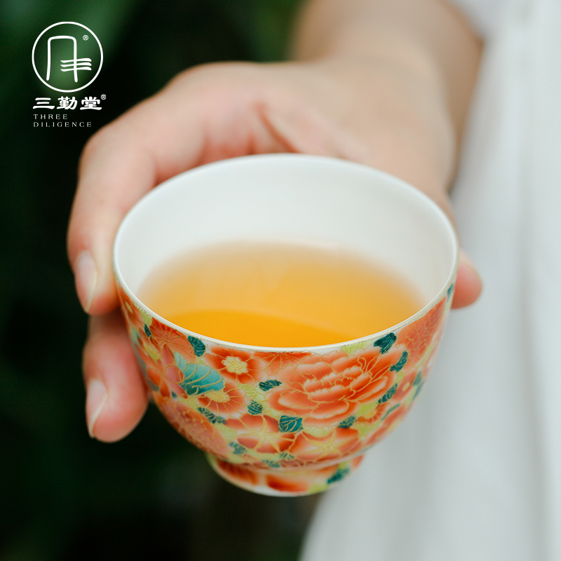 Three frequently CPU master cup single CPU hall jingdezhen wire inlay enamel porcelain cups a single sample tea cup kung fu tea set