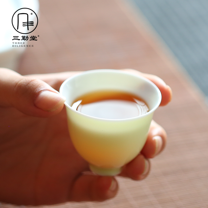 Three frequently hall cup single CPU jingdezhen ceramic kung fu tea set a single master cup tea color glaze puer tea cup