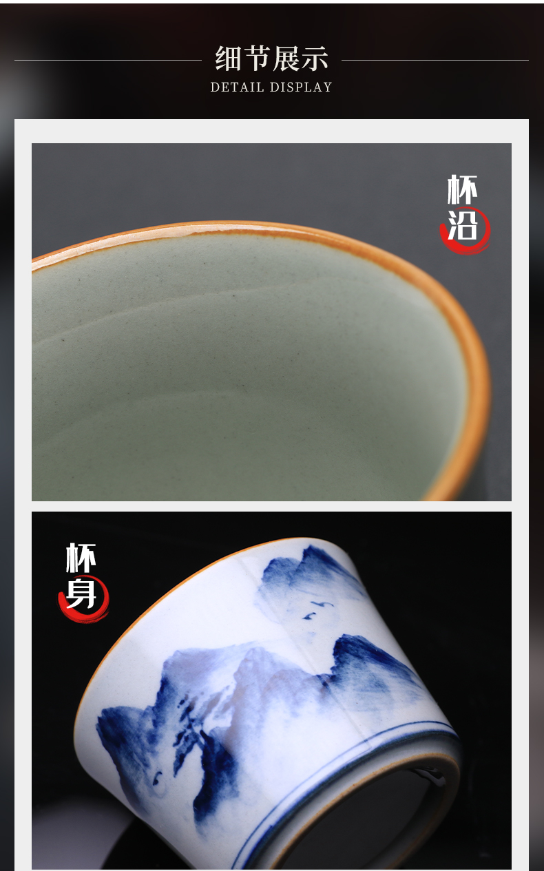 Three frequently hall hand - made porcelain cup master cup kung fu tea cups of jingdezhen ceramic personal single CPU getting small cup only