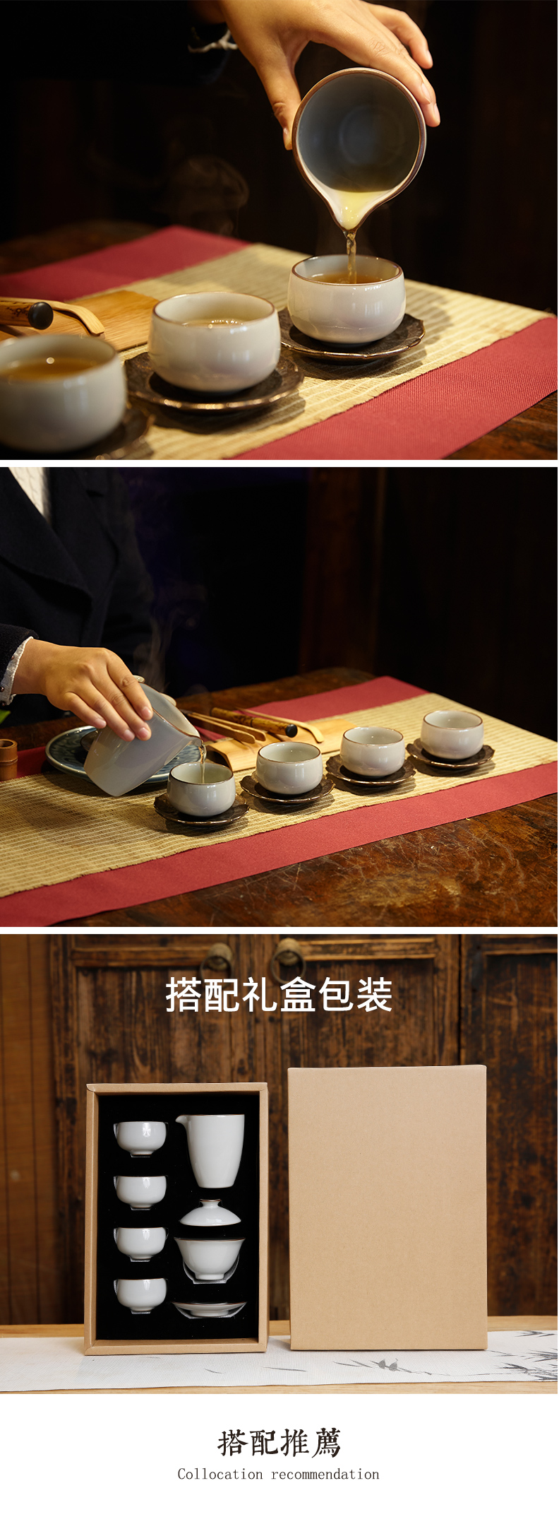 Three frequently hall official kilns kung fu tea set of suit tureen jingdezhen ceramics cup gift boxes giving gifts