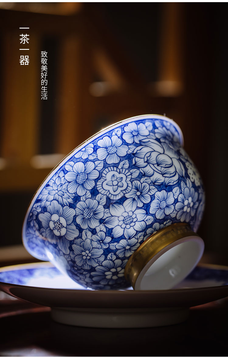 Three frequently hall hand - made of blue and white porcelain tea cups of jingdezhen ceramic sample tea cup kung fu masters cup but small fullness tea cups