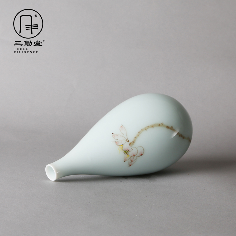 Jingdezhen ceramic flower flower implement three frequently hall tea hand - made floret bottle home furnishing articles kung fu tea spare parts