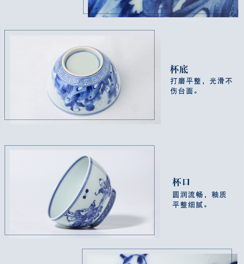 Three frequently hall jingdezhen blue and white porcelain masters cup kung fu tea cups hand - made scenery sample tea cup S43018 thin tea cup