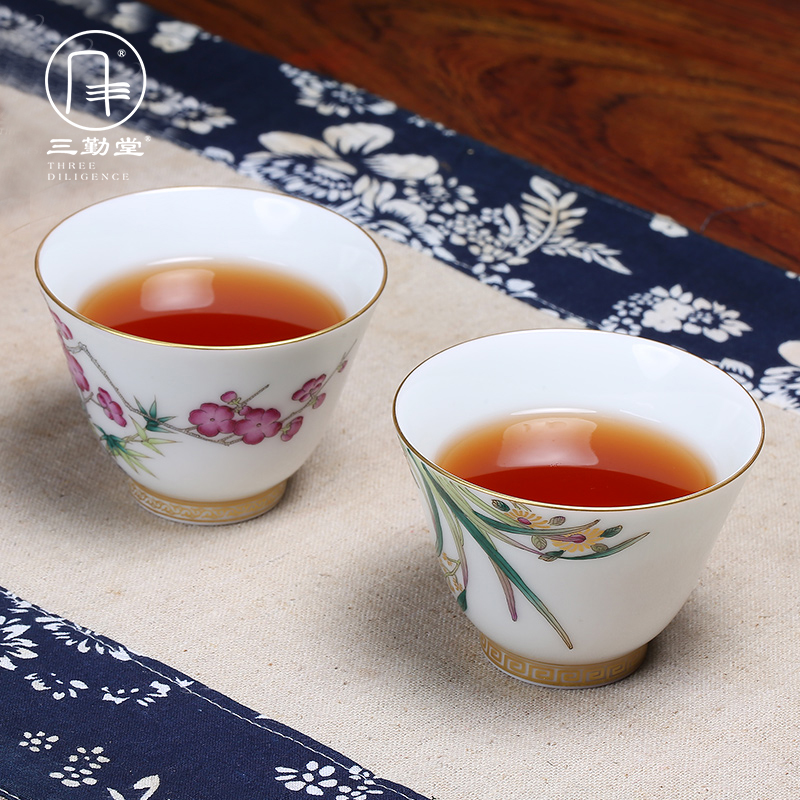 The three regular pastel master cup single CPU jingdezhen ceramic cups sample tea cup cup TZS288 fuels The kung fu by hand