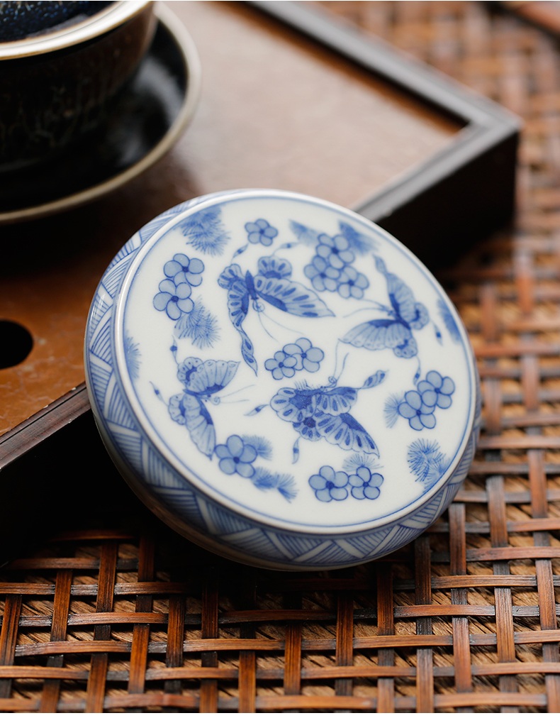 Three frequently hall blue tie up lotus flower cover employ jingdezhen ceramic cap lid kung fu tea accessories S04052