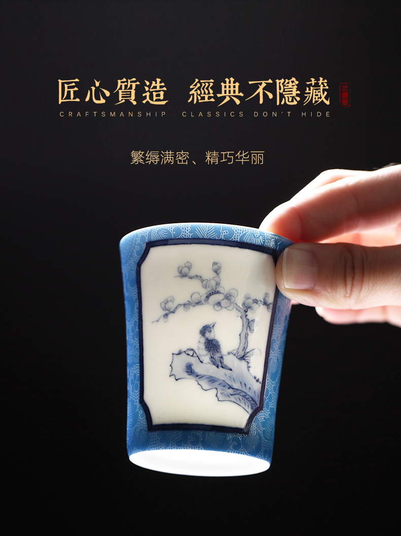 Three frequently hall noggin steak flower master cup single ceramic tea cup jingdezhen manual rolling cherished traditional hand - made