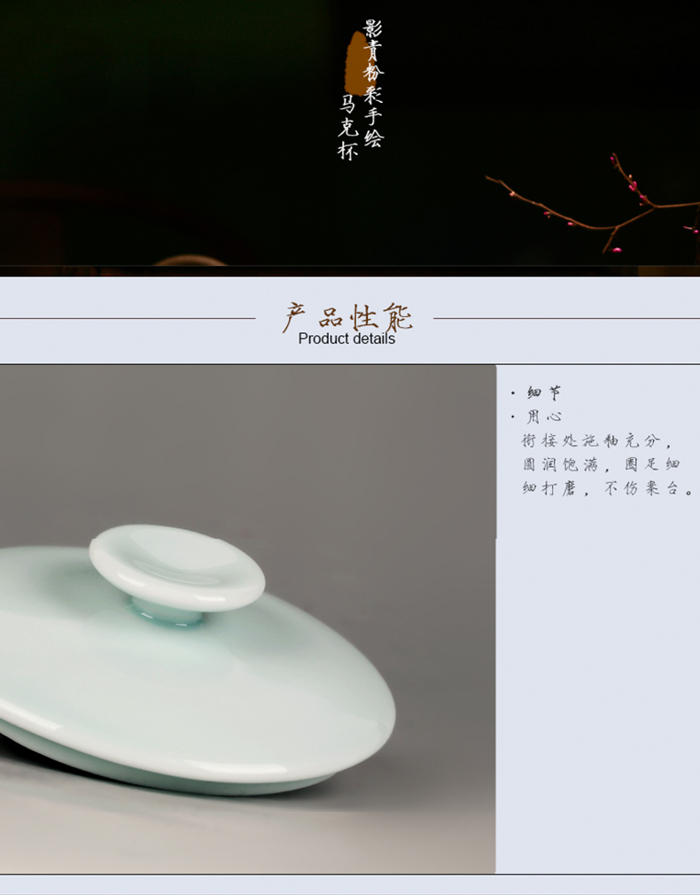 Three frequently hall office cup of jingdezhen ceramic cups with cover tea hand - made glass tea cup S61016 the meeting