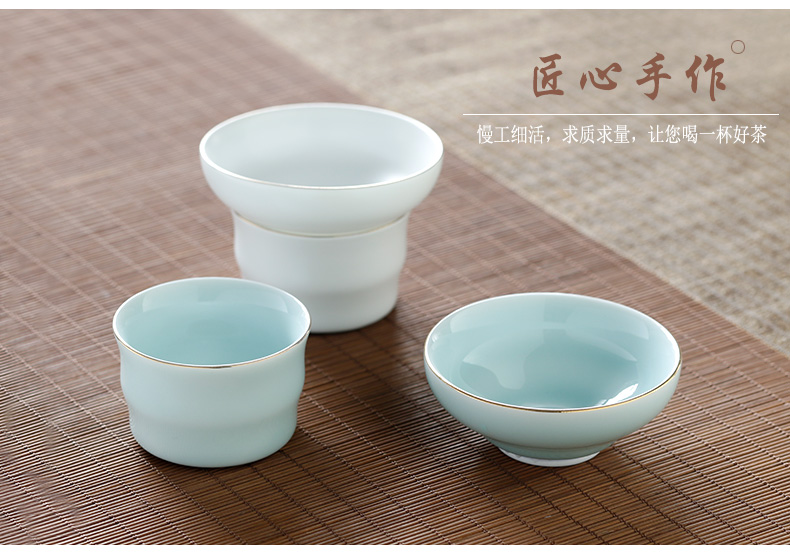 Three frequently hall bamboo shadow green ceramic) tea tea set filtration mesh kung fu tea accessories S01011 saucer