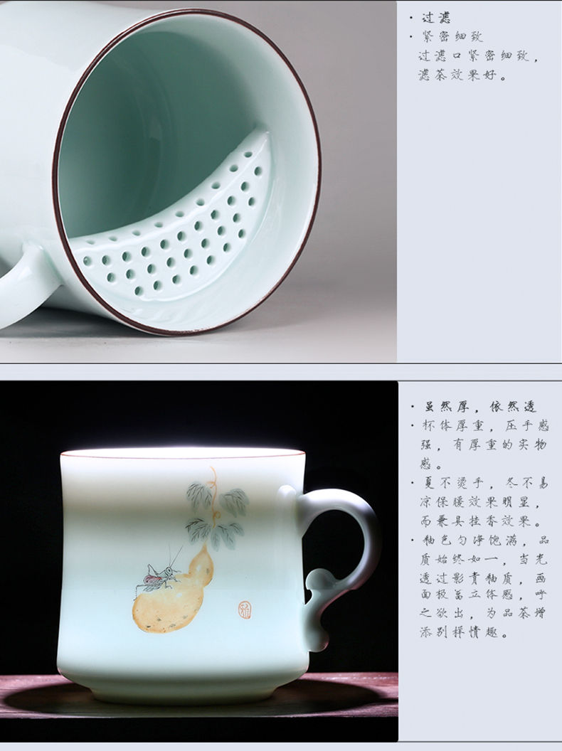 Three frequently hall office cup of jingdezhen ceramic cups with cover tea hand - made glass tea cup S61016 the meeting