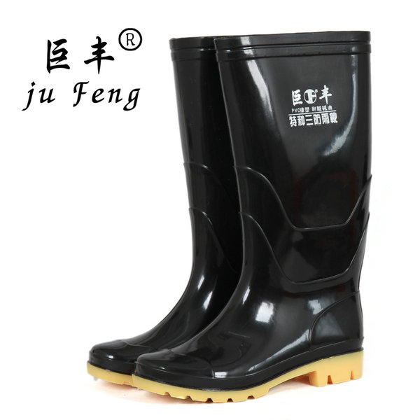 Giày chống trượt cao chống trượt ống ủng đi mưa cho nam Giày đi mưa của phụ nữ Giày axit và nước kiềm kiềm gân bò bảo hiểm lao động đáy giày cao su ủng đi mưa nhật bản