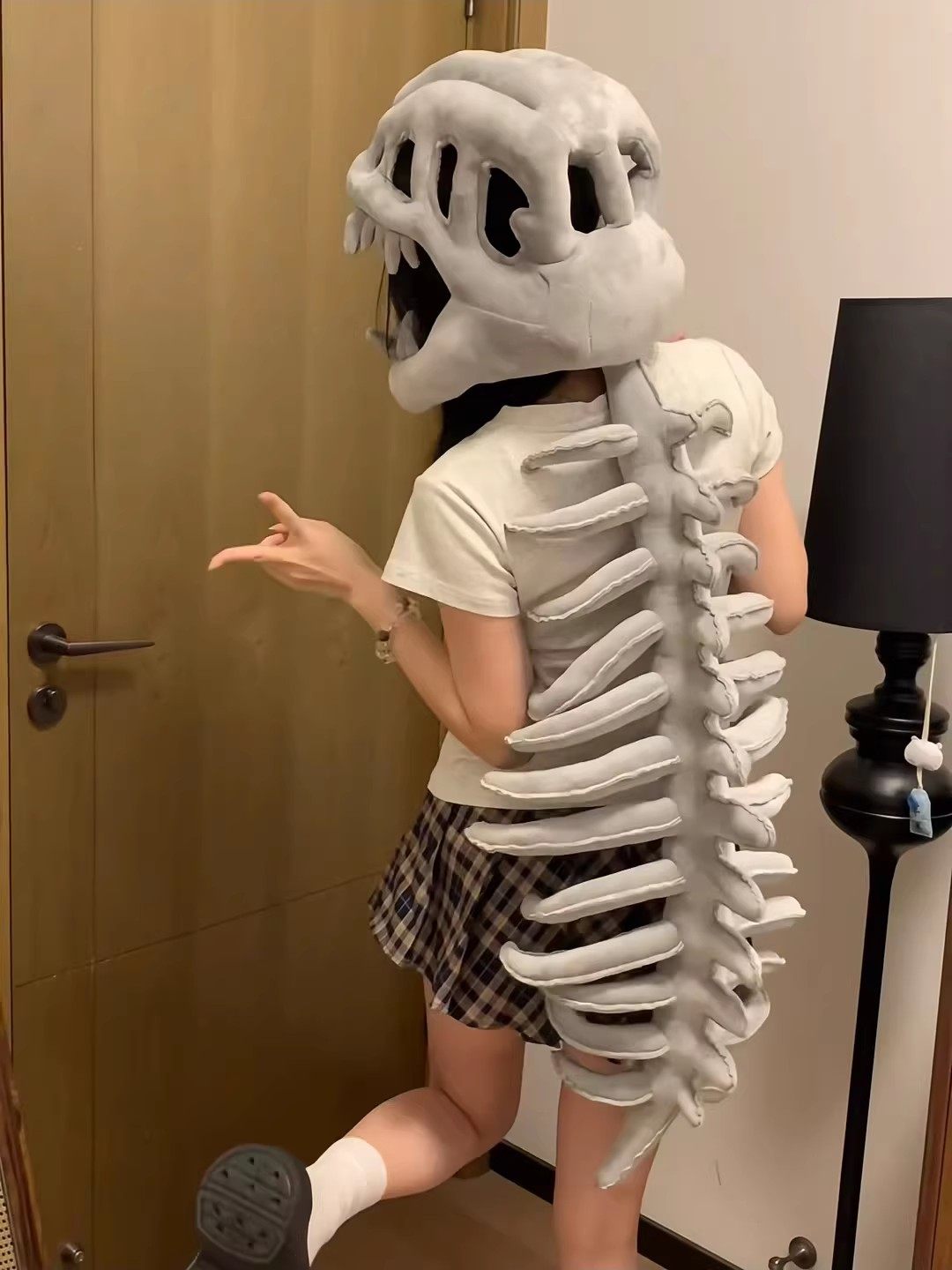 Dinosaur Skeleton Headgear New Style Domineering Chinese Dinosaur Park Headgear Plush Toy Doll Gift for Male and Female Friends