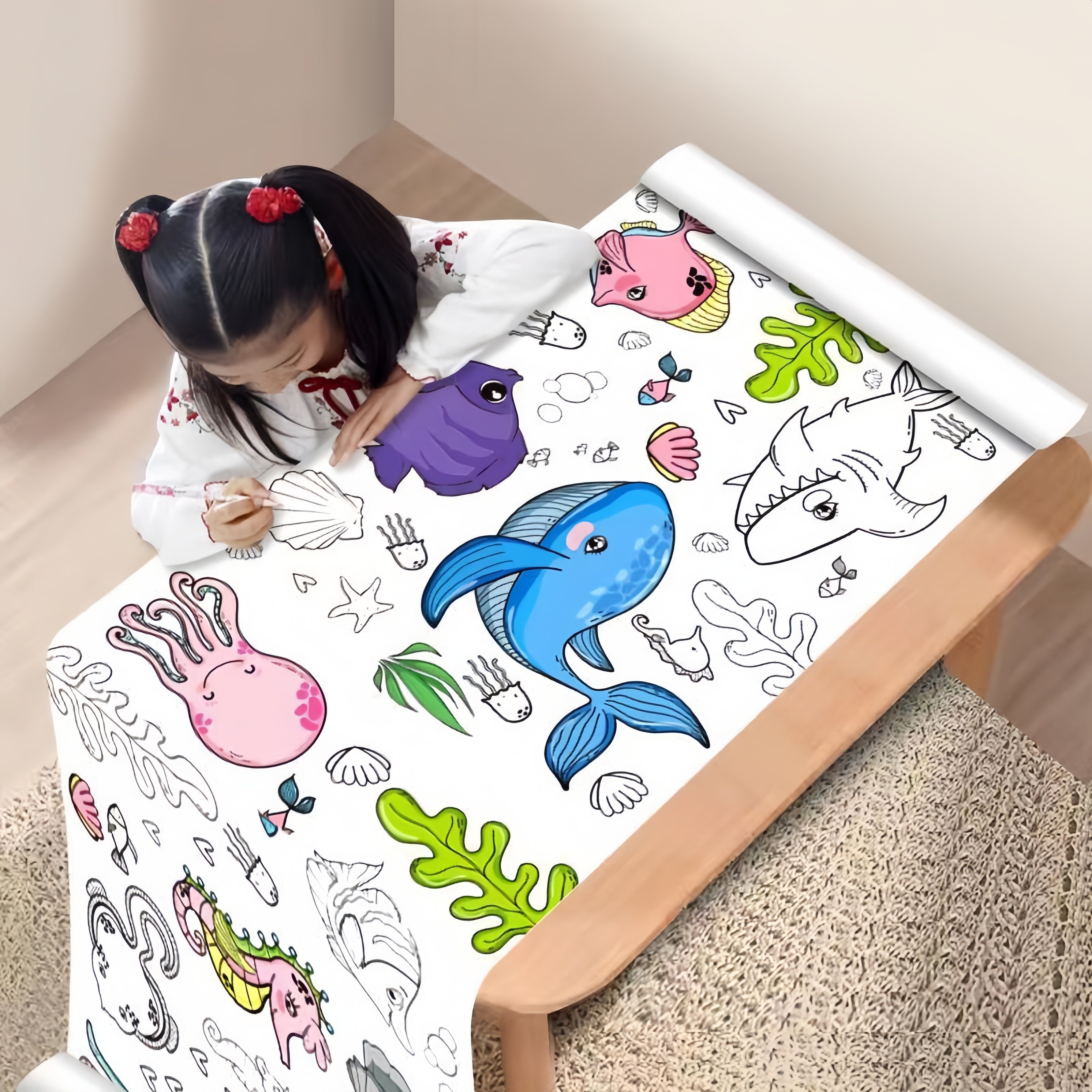 Children's Coloring Scroll, Extra-Long Graffiti Painting, Large Drawing Paper, Kindergarten Baby Coloring Canvas, Drawing Book, Picture Album