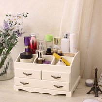  European-style princess desktop wooden cosmetics storage box Jewelry box Wooden drawer locker New special offer