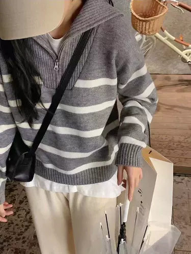 Весенний осенний трикотажный кардиган, куртка с молнией, базовый приятный телу свитер для отдыха, оверсайз