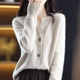 Весенний осенний короткий однотонный кардиган, свитер, трикотажная куртка, 2023 года, оверсайз, в западном стиле