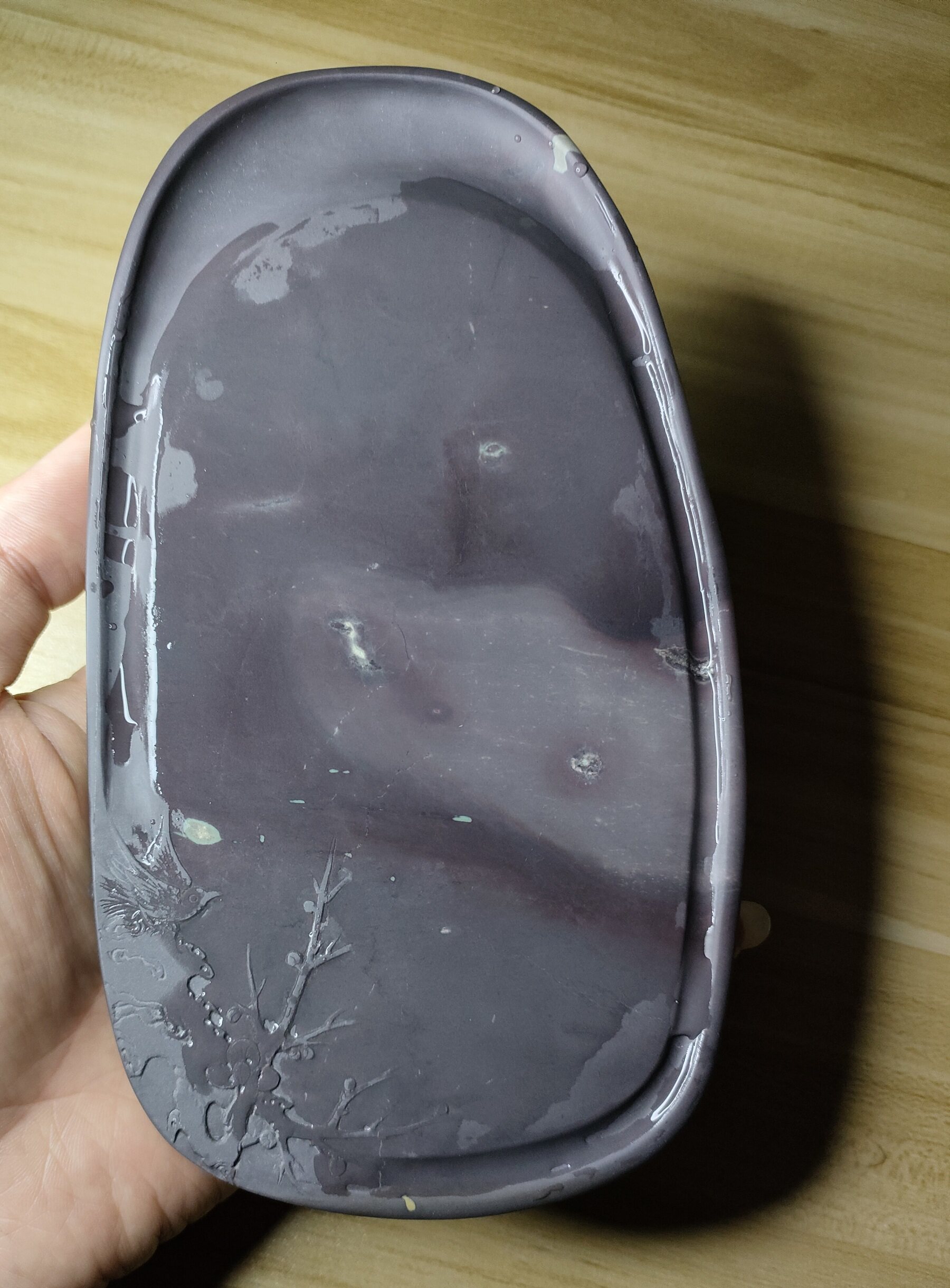 товар из китая 忠心端砚 真正三大名坑旧坑仔岩 鱼脑冻透底 天青质地 实用收藏