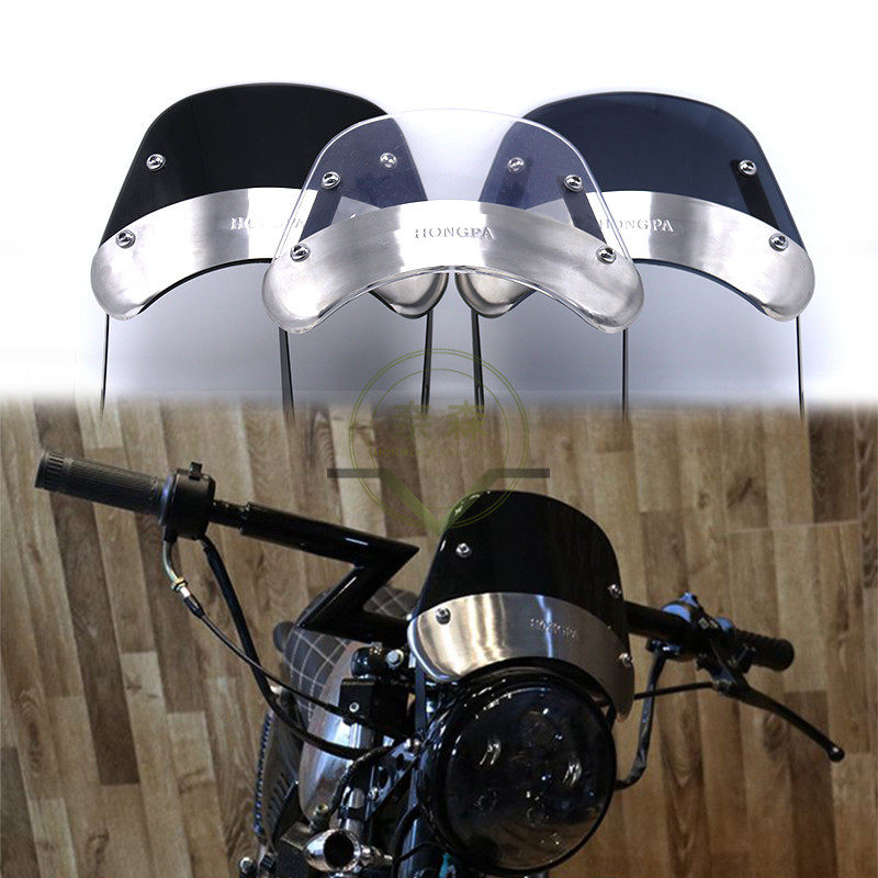 New 5-7 inch round universal retro small windshield with bracket locomotive retrofitted front windshield diversion cover
