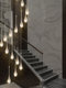 Light Luxury Staircase Water Drop Chandelier, Modern Minimalist Small Duplex Villa Living Room Suspended Rotating Crystal Chandelier