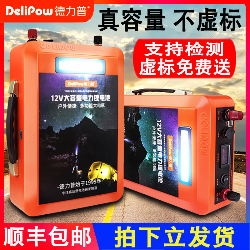 Delip 12v lithium battery large capacity outdoor 100 amp hernia lamp high power lithium iron phosphate 24 volt battery