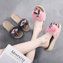  Wedge-heeled thick-soled sandals womens summer open-toe sweet and elegant indoor household home shoes women wear cool shoes outside