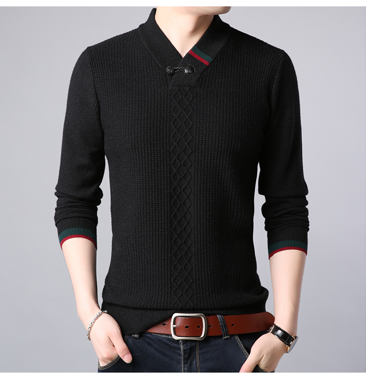 Áo sơ mi cashmere mới của nam giới Ordos Áo len dày của Hàn Quốc Áo len cổ chữ V mùa đông Kích thước lớn áo nam hàng hiệu