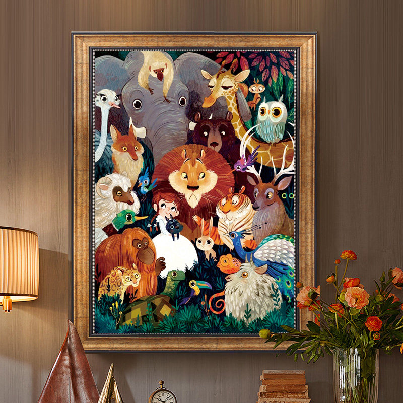Diamond Draw 2021 New Animal World Full Drilling Drilling Dot Stick Cross Embroidery Living Room Children's Room
