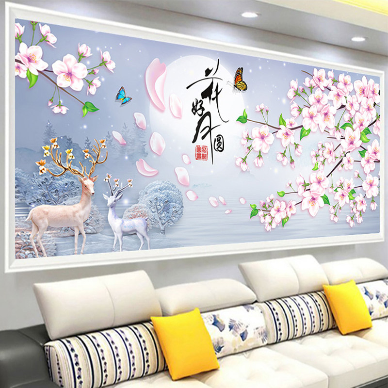 New 5d diamond painting full of diamonds living room point diamond cross stitch flowers full moon rich Elk diamond embroidery simple and modern