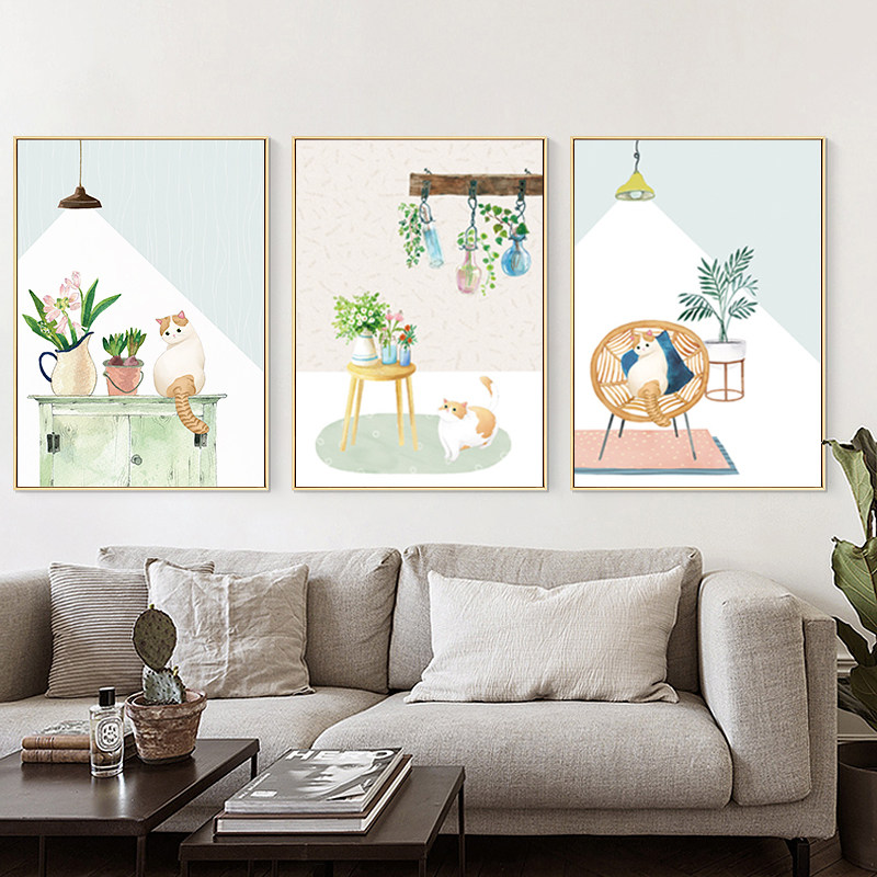 Cross embroidery 2021 new embroidered living room bedroom restaurant cartoon small fresh animal cat small piece simple