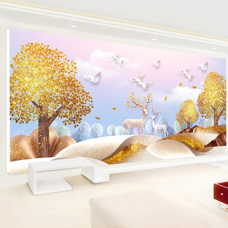 5d Diamond Paintings Full of Diamonds Fortune Elk Dot Sticker Diamond Cross Embroidery 2019 New European Trio of Living Room Trio Paintings