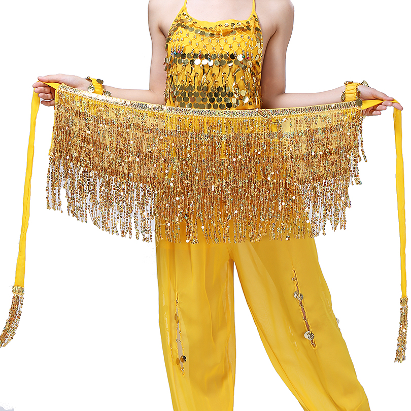 New belly dance Waistline Indian Dance Hip towels Shiny Pieces Flow Suwaistband Exercises Waist Towels Waist Seal 100 lap