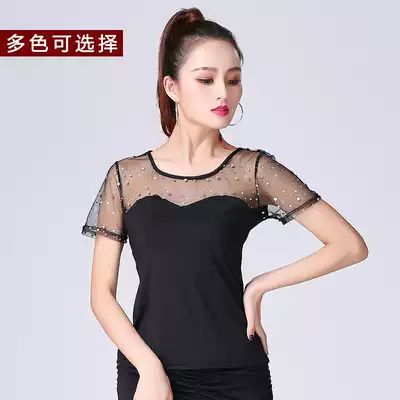 Xia new women's modern dance jacket table performance short sleeve sequins sexy practice uniforms adult