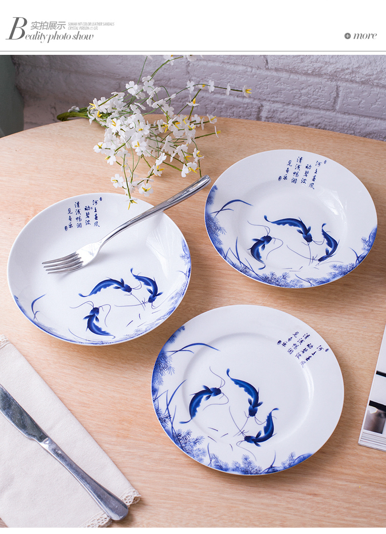 Jingdezhen blue and white porcelain plate plate ipads porcelain dish dish dish more tray was home every year