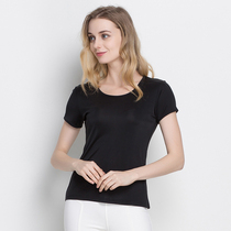 New Summer Dress Knit Genuine Silk Pure Color Round Collar Short Sleeve Women T-Shirt Mulberry Silk Brief About Undershirt 100 Hitch-Shirt