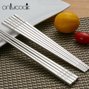 Onlycook Đức 304 đũa thép không gỉ không trượt đũa bộ đồ ăn chà đũa vuông trắng đũa thép đũa kim loại