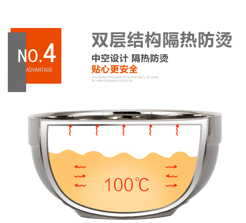Onlycook 304 bát inox đôi cách nhiệt chống vảy bát trẻ em chống rơi bát bộ đồ ăn bát cơm gia đình đĩa giấy dùng 1 lần