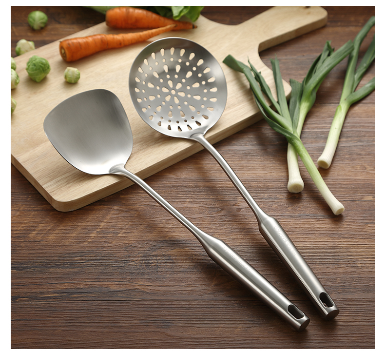 Onlycook xẻng bếp muỗng đặt inox 304 spatula colander 2 mảnh đặt bếp nấu xẻng rò rỉ vỏ chảo inox 304